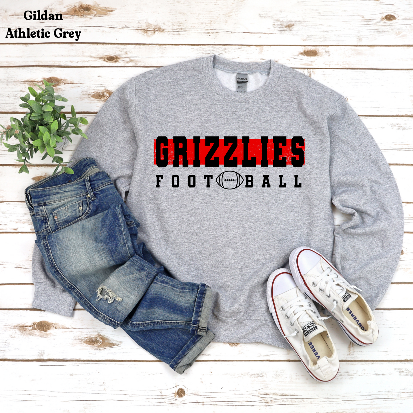 Grizzlies Football w/ Red Behind