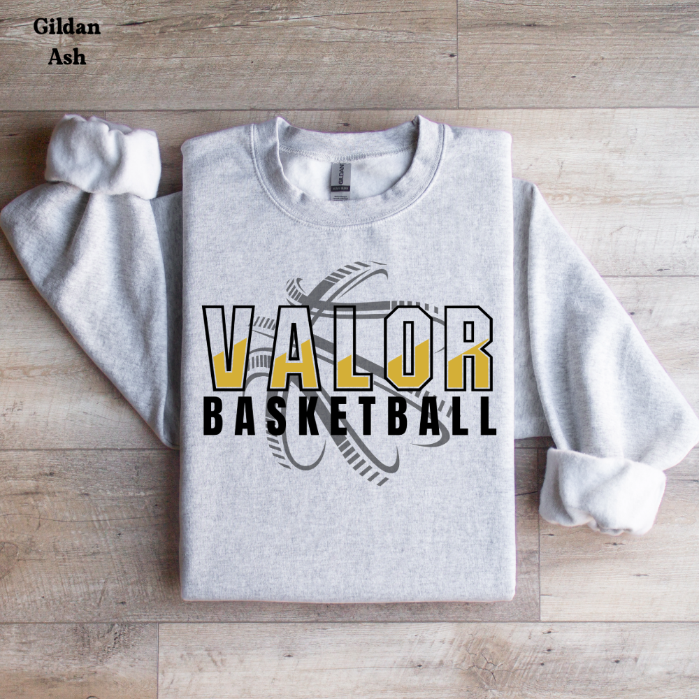 Valor Basketball (basketball behind)