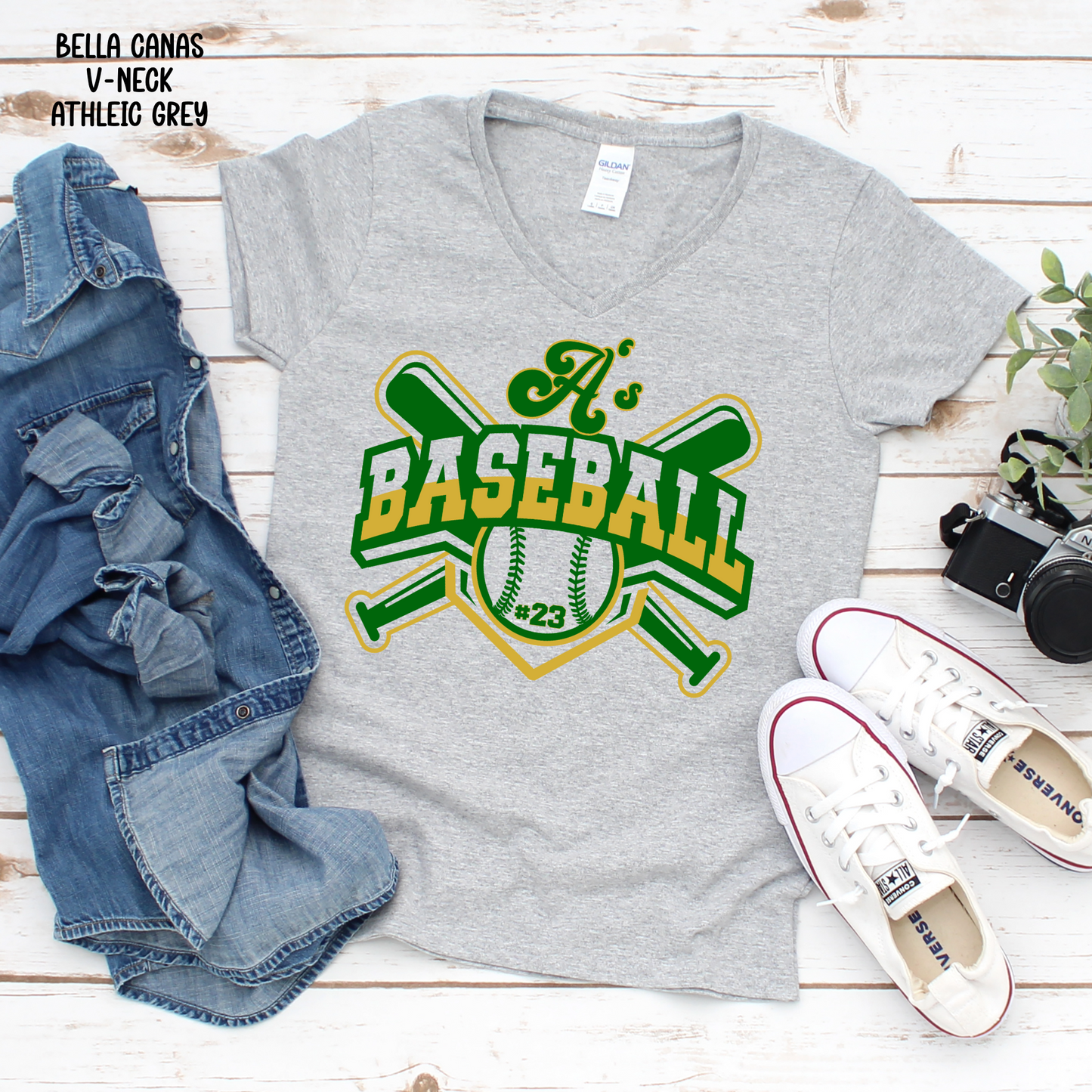 A's Baseball with Bats and Number in baseball