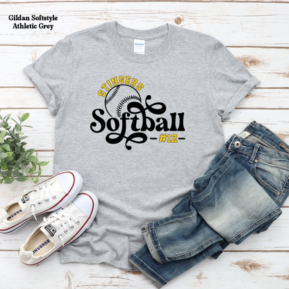 Stingers Softball Cursive with Number