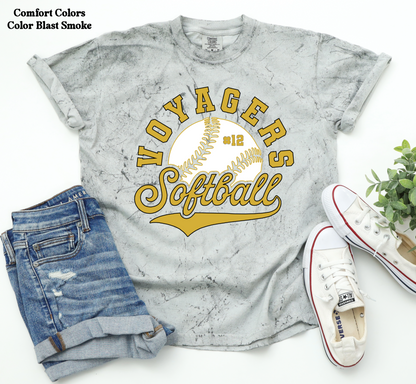 YOUTH - Voyagers Softball with number on front