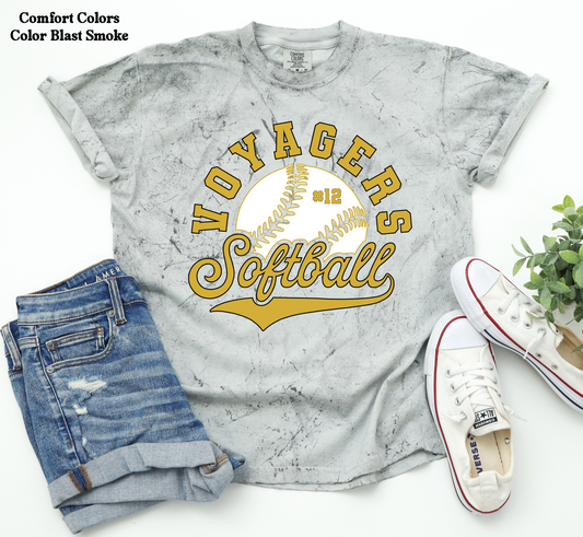 YOUTH - Voyagers Softball with number on front
