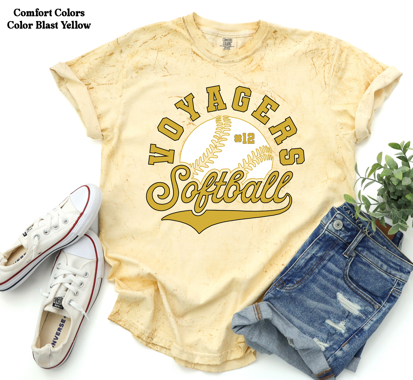 YOUTH - Voyagers Softball with number on front