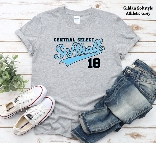 Central Select Softball # on front