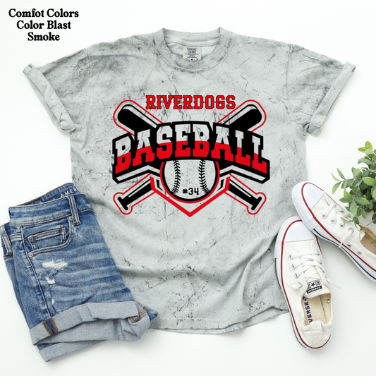 YOUTH - Riverdogs Baseball w/ Number in Baseball