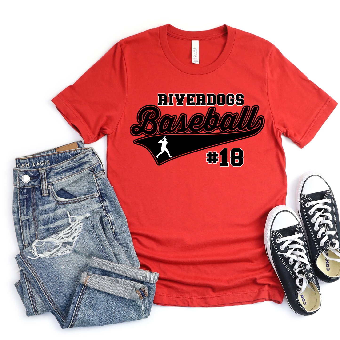YOUTH - Riverdogs Baseball w/ Number on Front