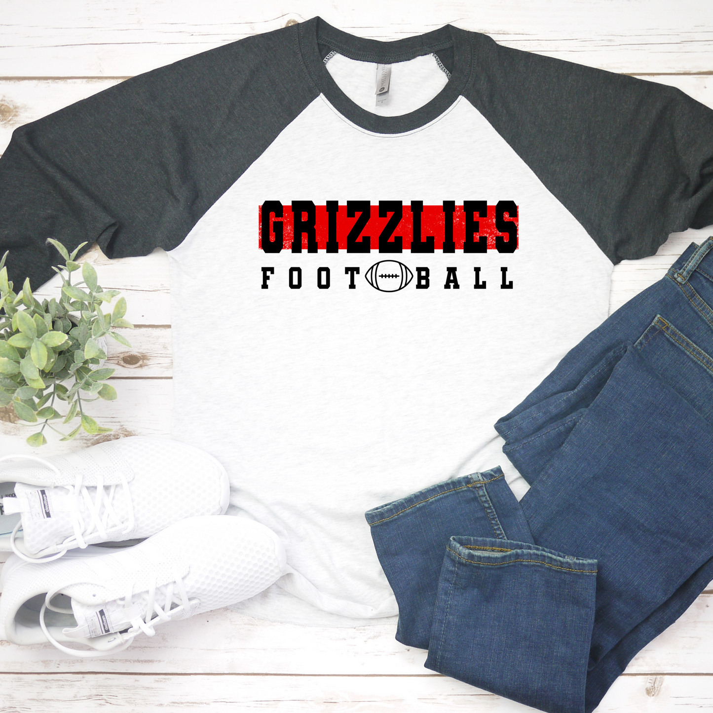 Grizzlies Football w/ Red Behind