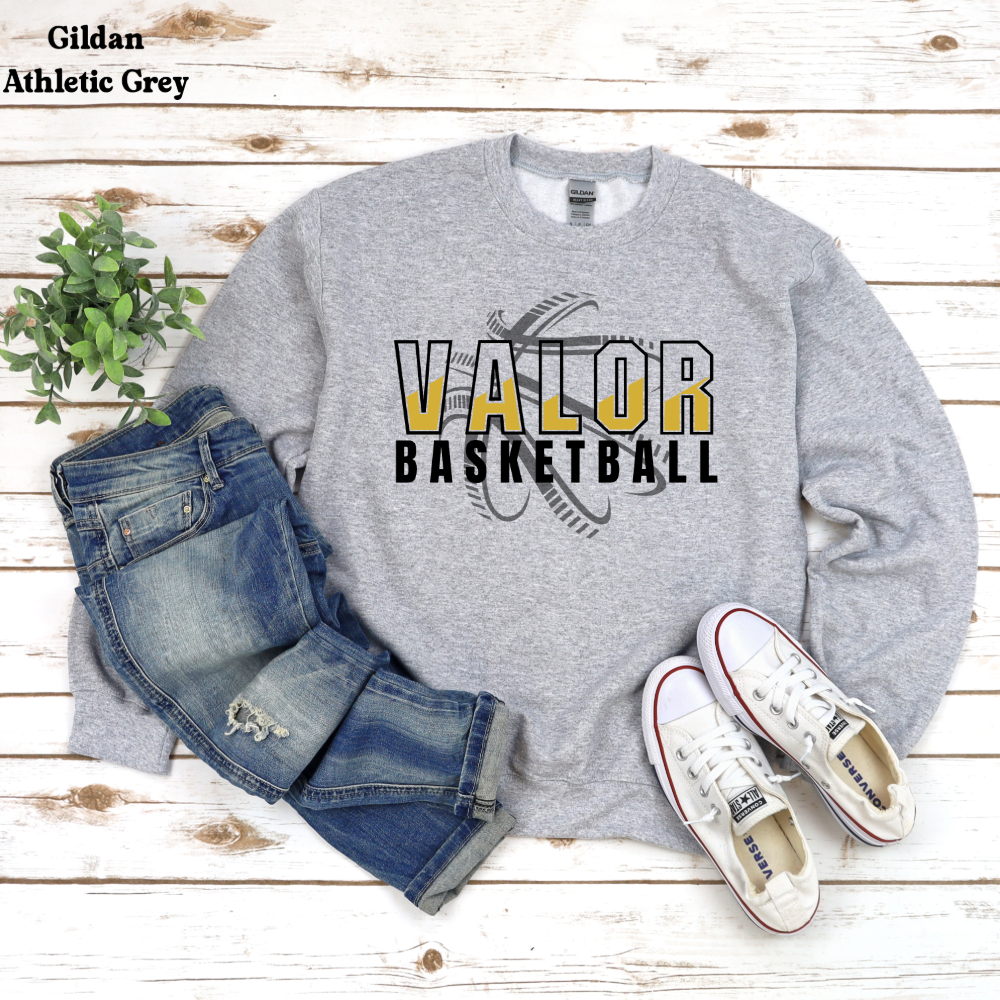 Valor Basketball (basketball behind)