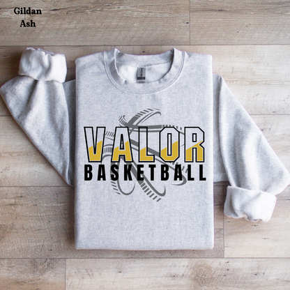 Valor Basketball (basketball behind)