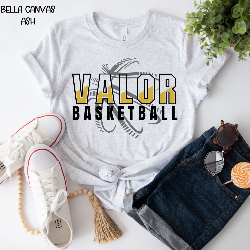Valor Basketball (basketball behind)