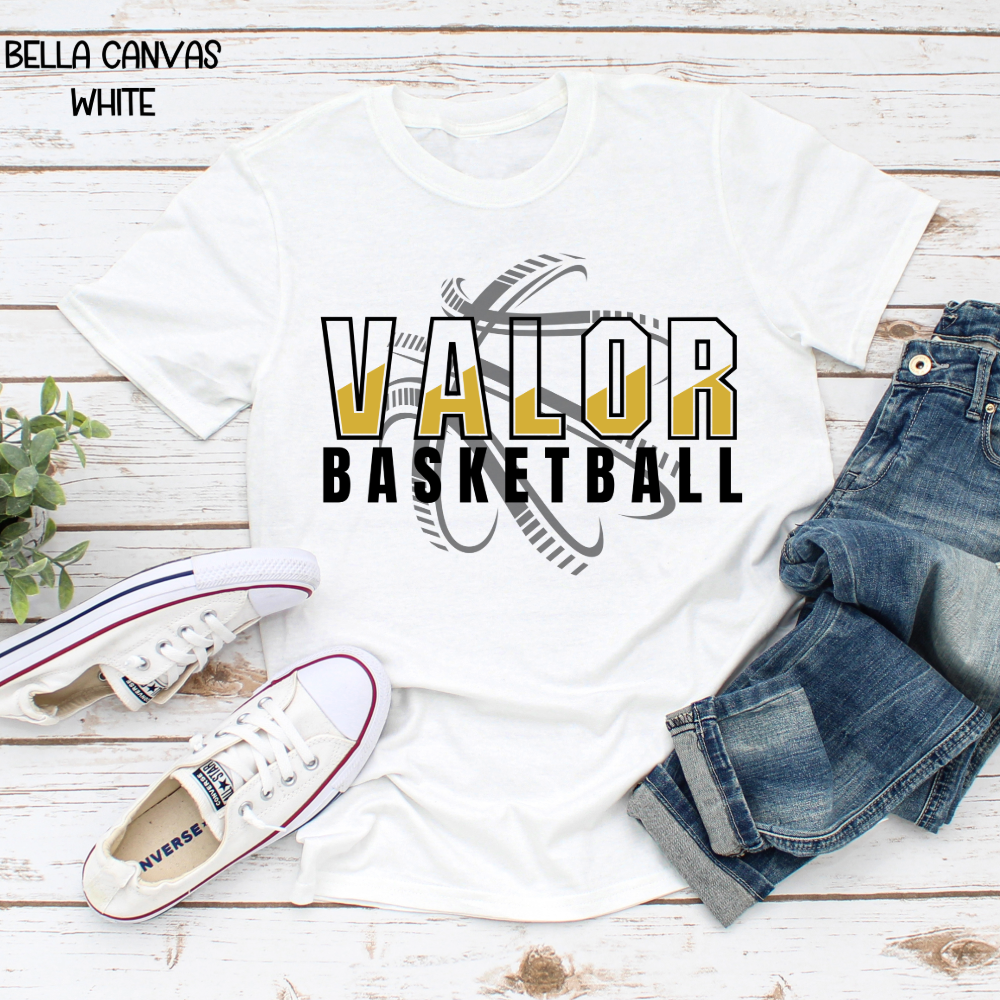 Valor Basketball (basketball behind)