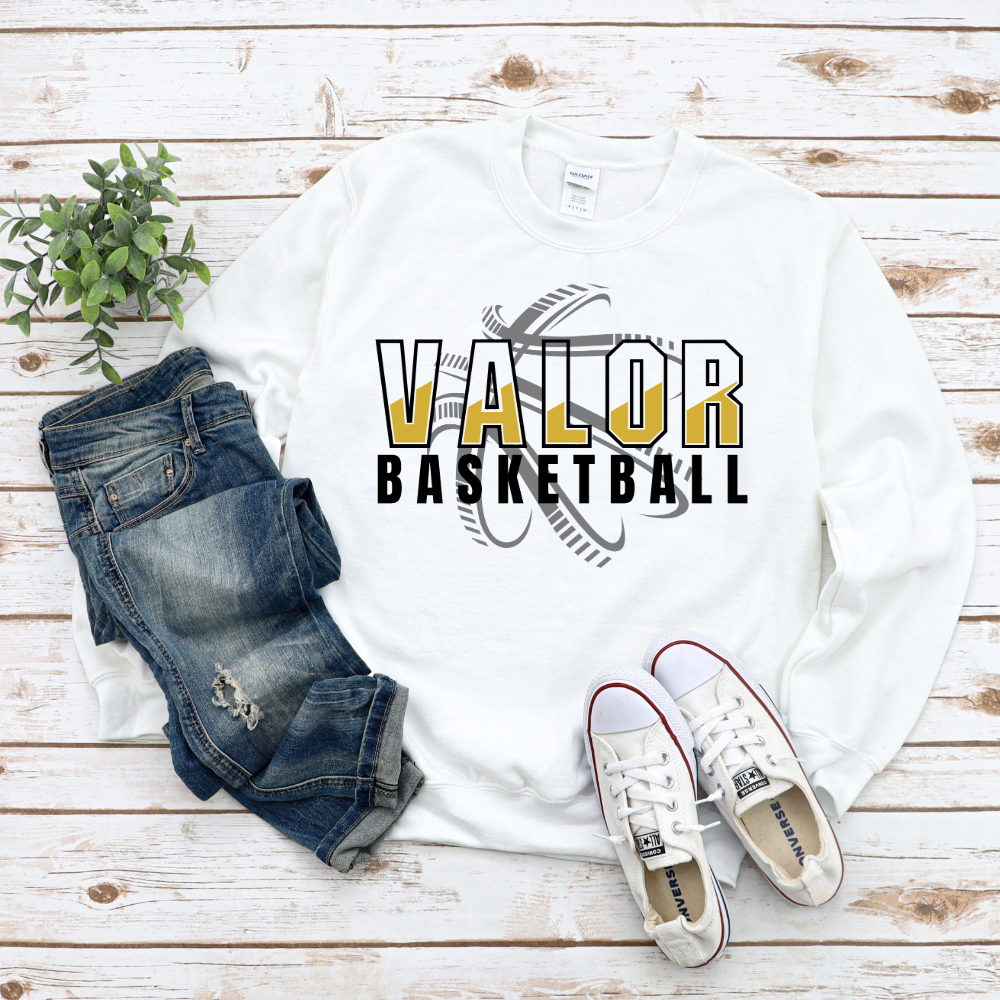 Valor Basketball (basketball behind)