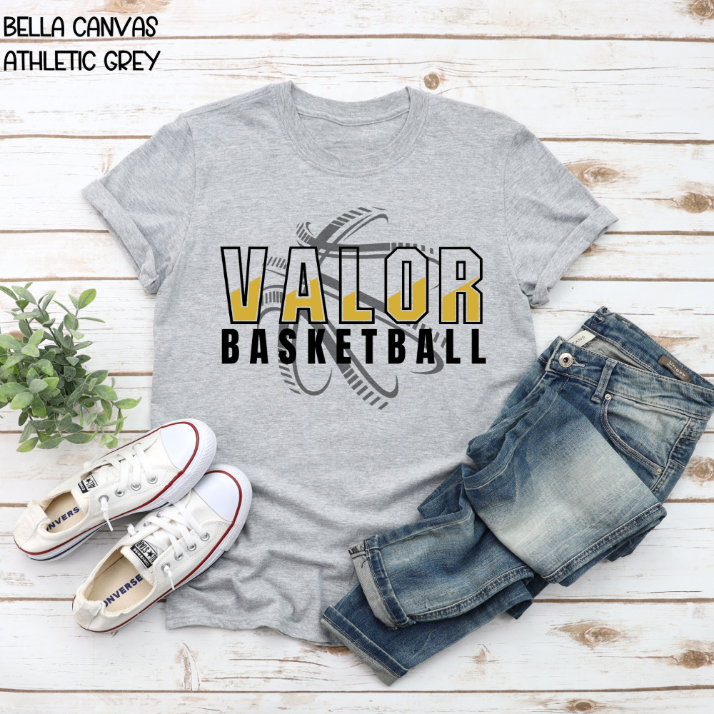 Valor Basketball (basketball behind)