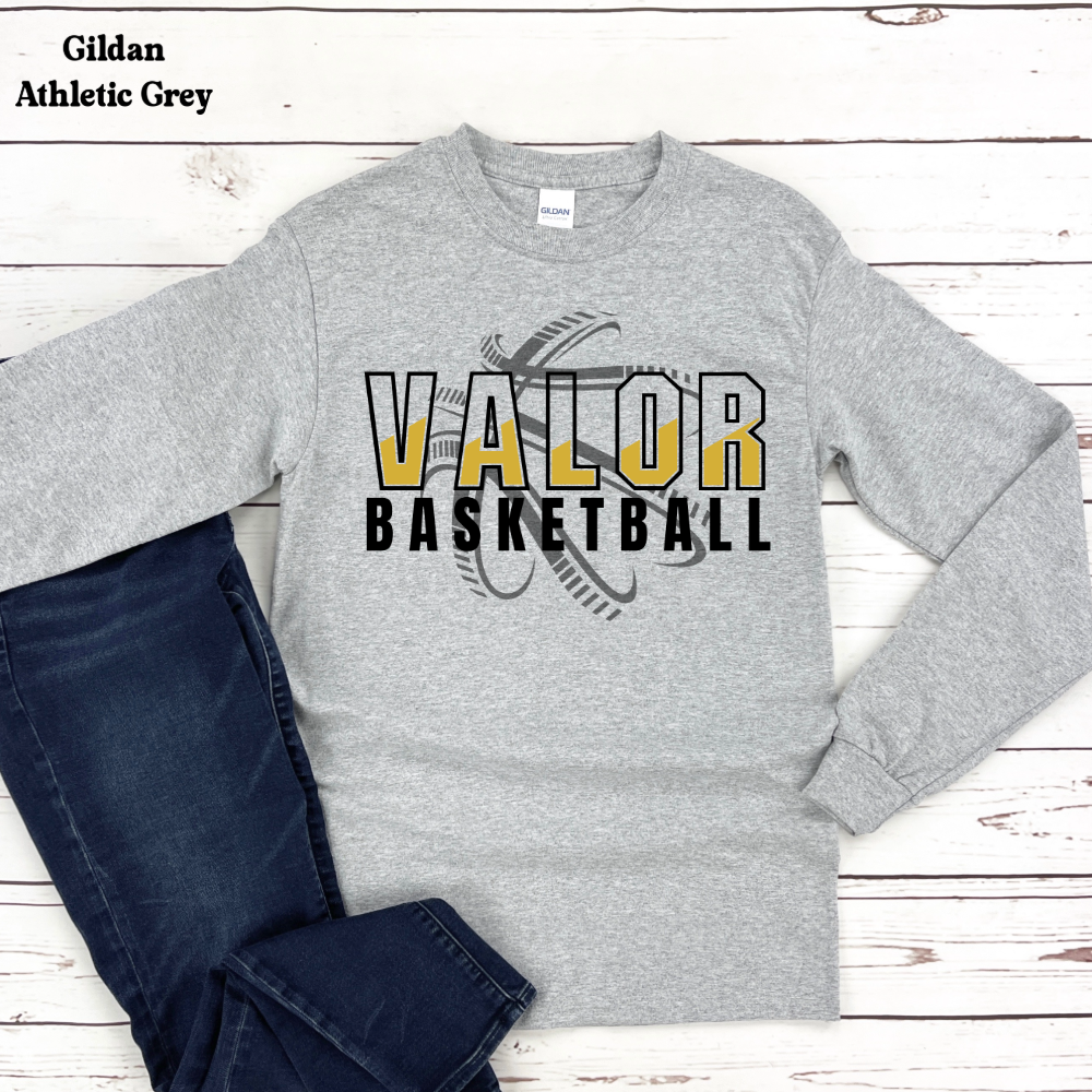 Valor Basketball (basketball behind)