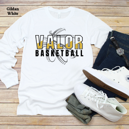 Valor Basketball (basketball behind)
