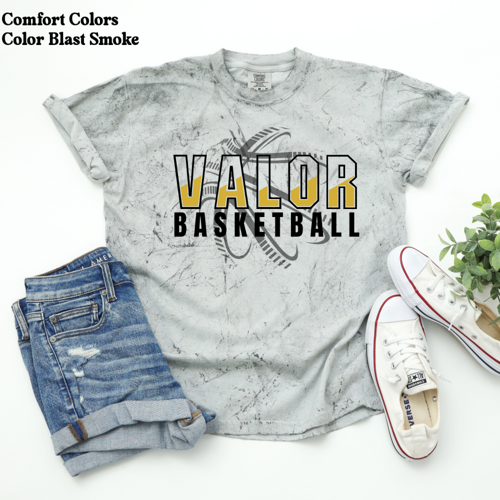 Valor Basketball (basketball behind)