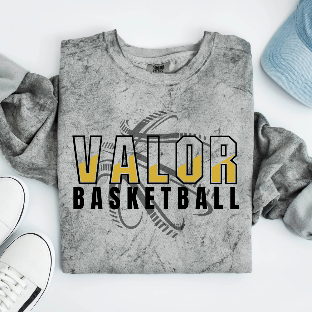 Valor Basketball (basketball behind)