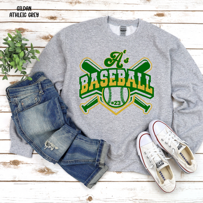 A's Baseball with Bats and Number in baseball